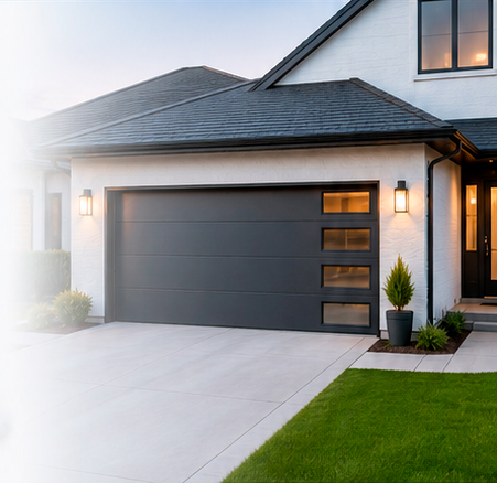 Modern garage door on residential home